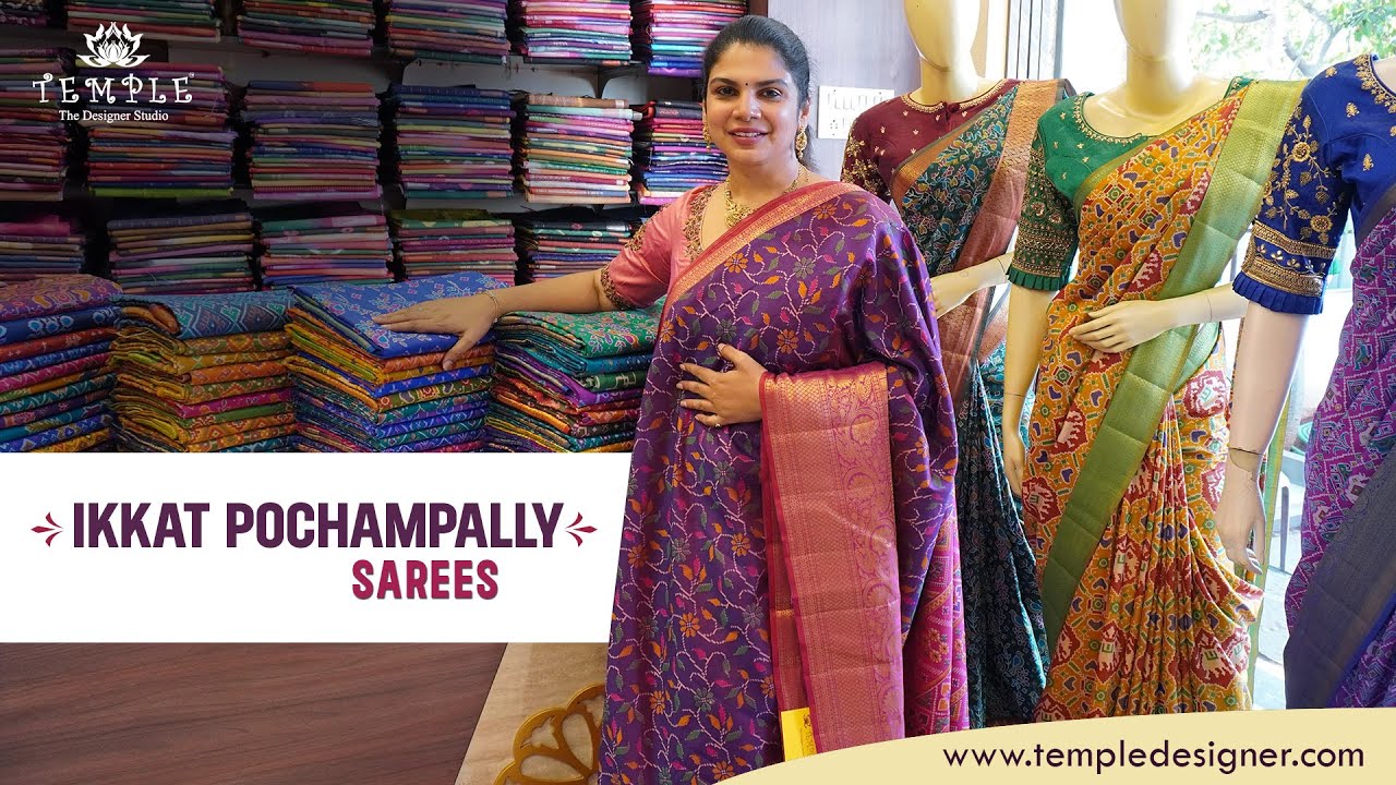 Ikkat Pochampally Sarees | templedesigner.com | #saree #pochampally