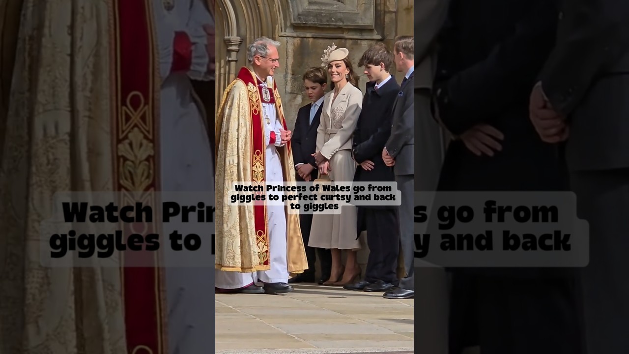Watch Princess of Wales go from giggles to perfect curtsy and back to giggles