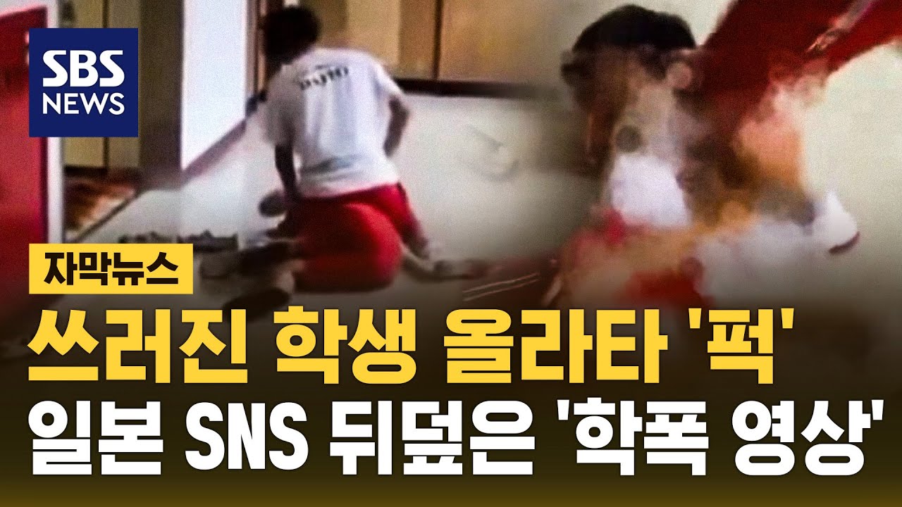 쓰러진 학생 올라타 '퍽'&hellip;일본 SNS 뒤덮은 '학폭 영상' (자막뉴스) / SBS
