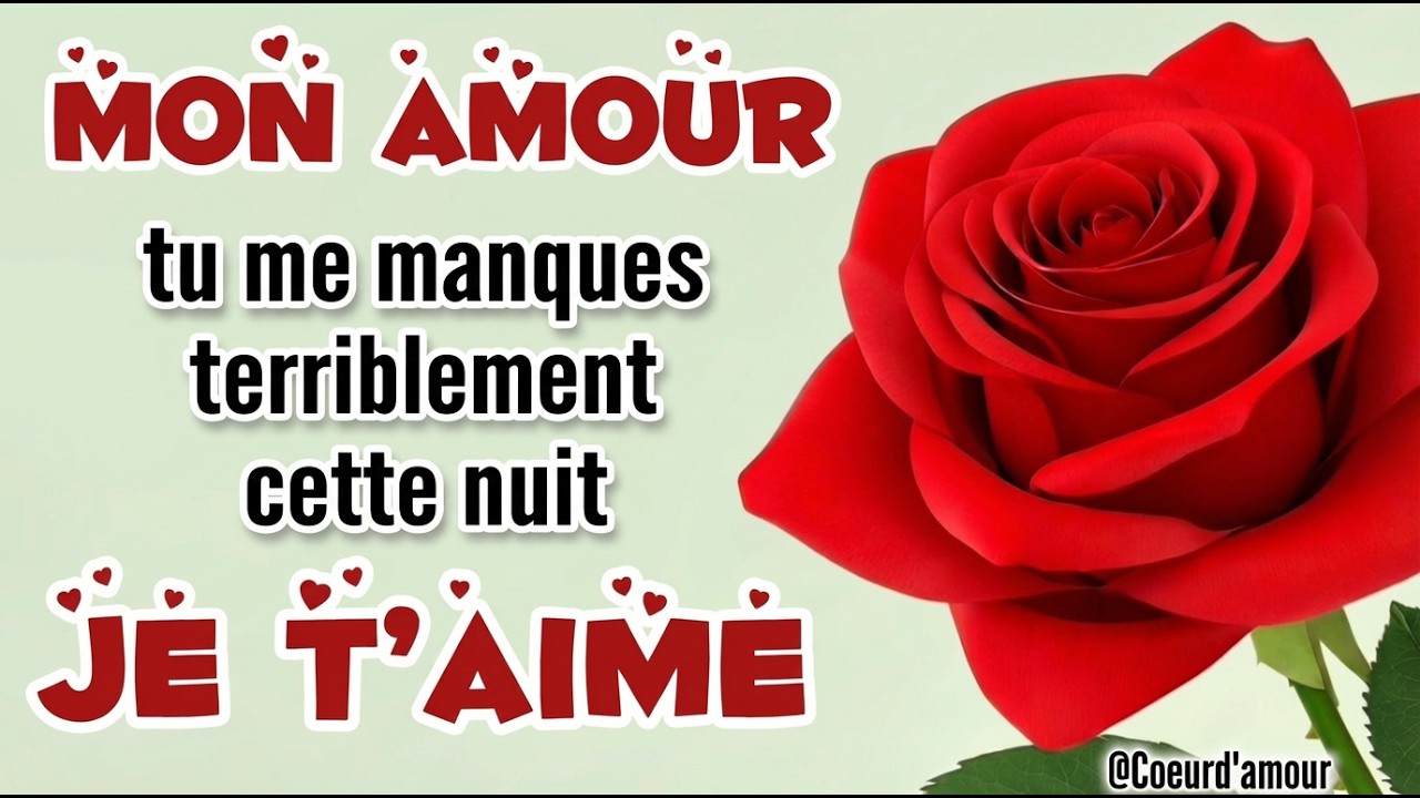 Bonne nuit mon cœur ❤️ tu me manques terriblement cette nuit, message d’amour