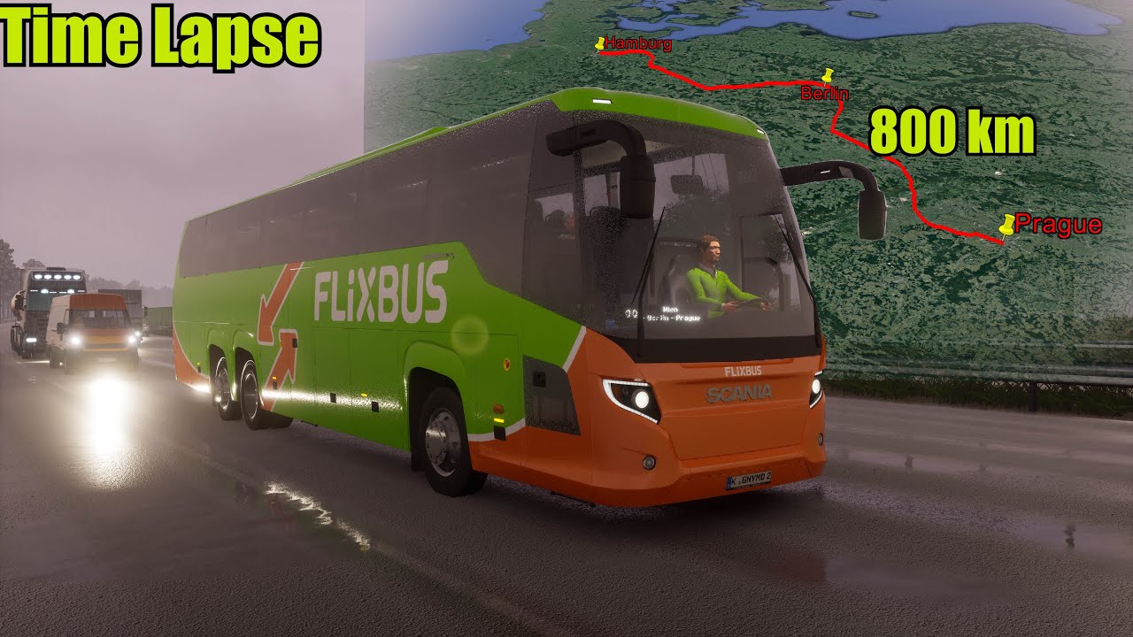 4K UltraHd | Hamburg-Berlin-Prague (Time-Lapse)| Fernbus Simulator | Logitech G29 #timelapse