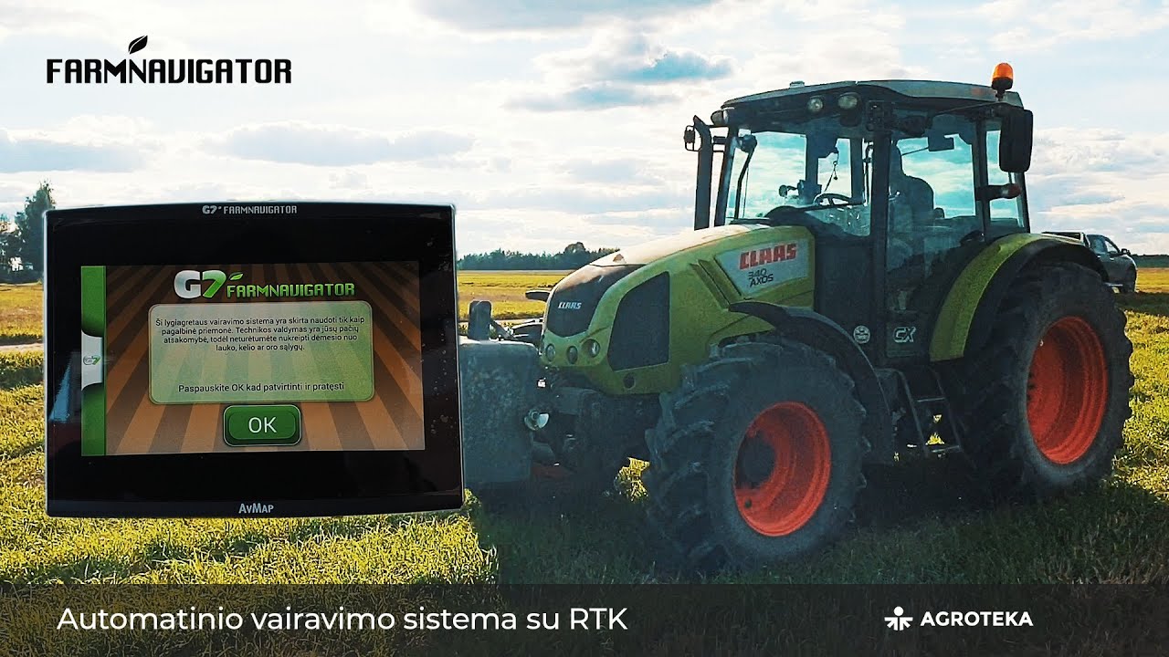 Automatinio vairavimo sistema su RTK | Farmnavigator G7 Plus ir Claas Axos 340 || Agroteka