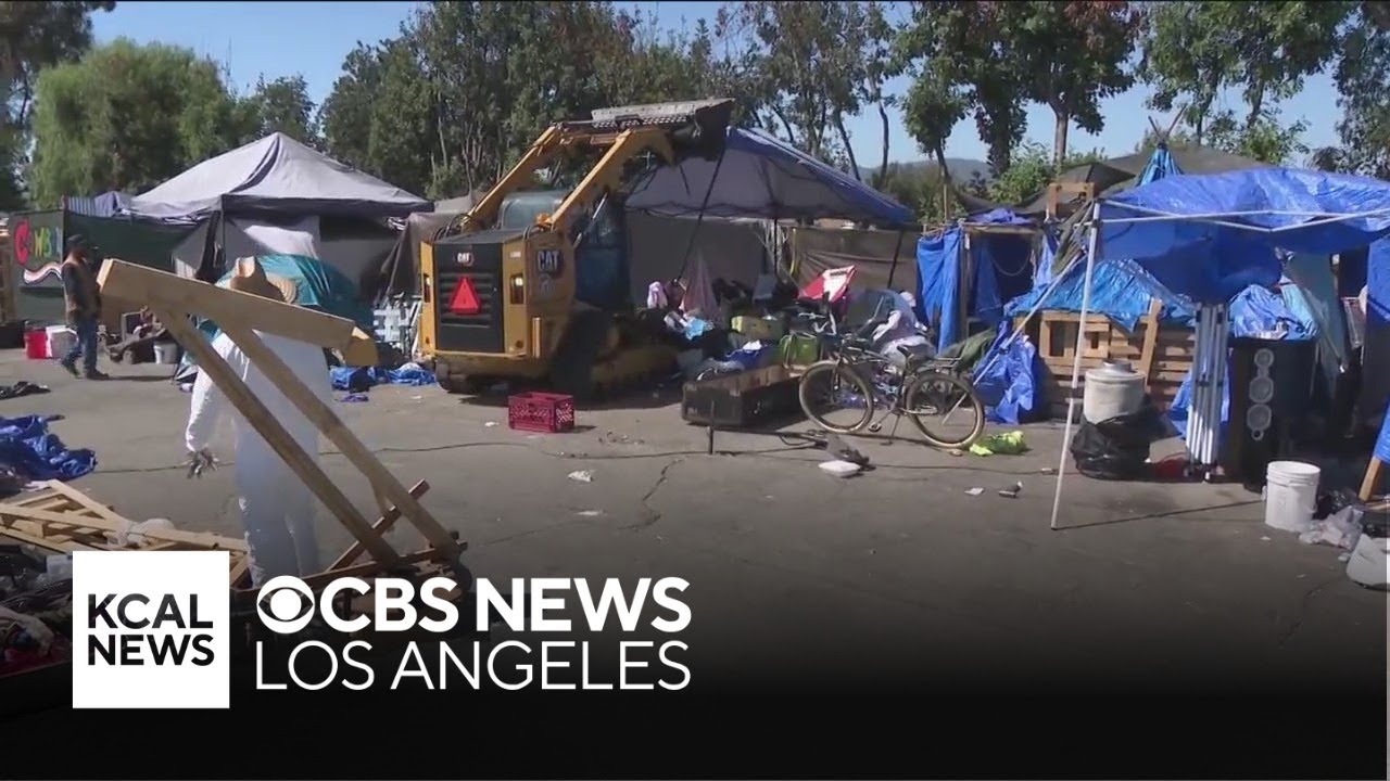 Crews clear the largest homeless encampment in the San Fernando Valley