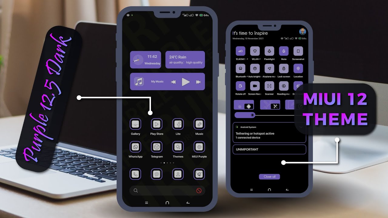 Top MIUI 12 Premium Dark Purple V12.5 Themes | New THEMES | Special PRO Features MIUI 12 Themes🔥