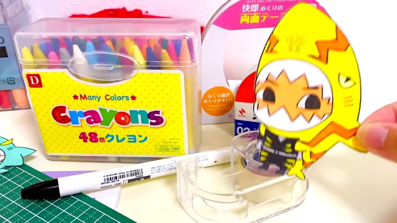 【サメニンの人形遊び】トイレやお風呂やベッドを作ろう！サメニンジャーの塗り絵で遊ぼう！