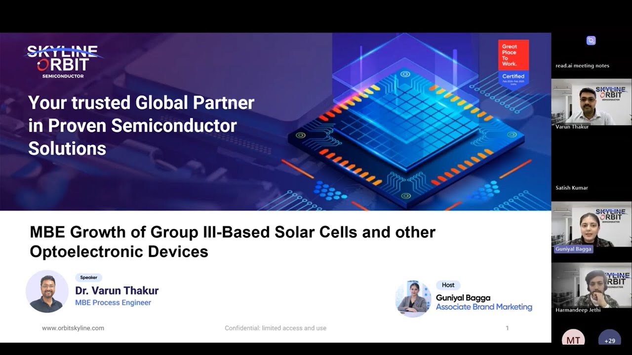 Webinar | MBE Growth of Group III–Based Solar Cells and other Optoelectronic Devices