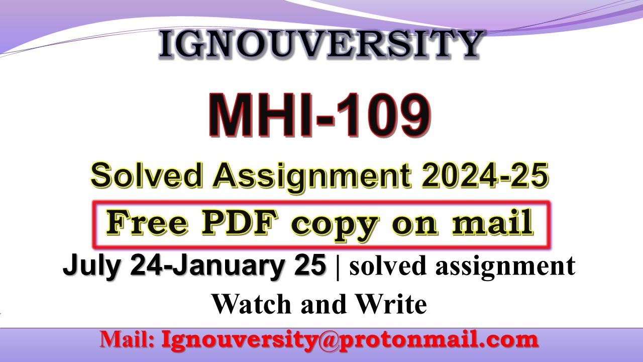 MHI 109 solved assignment 2024-25 || mhi 109 solved assignment 2025 in English || ignou mhi109 2025