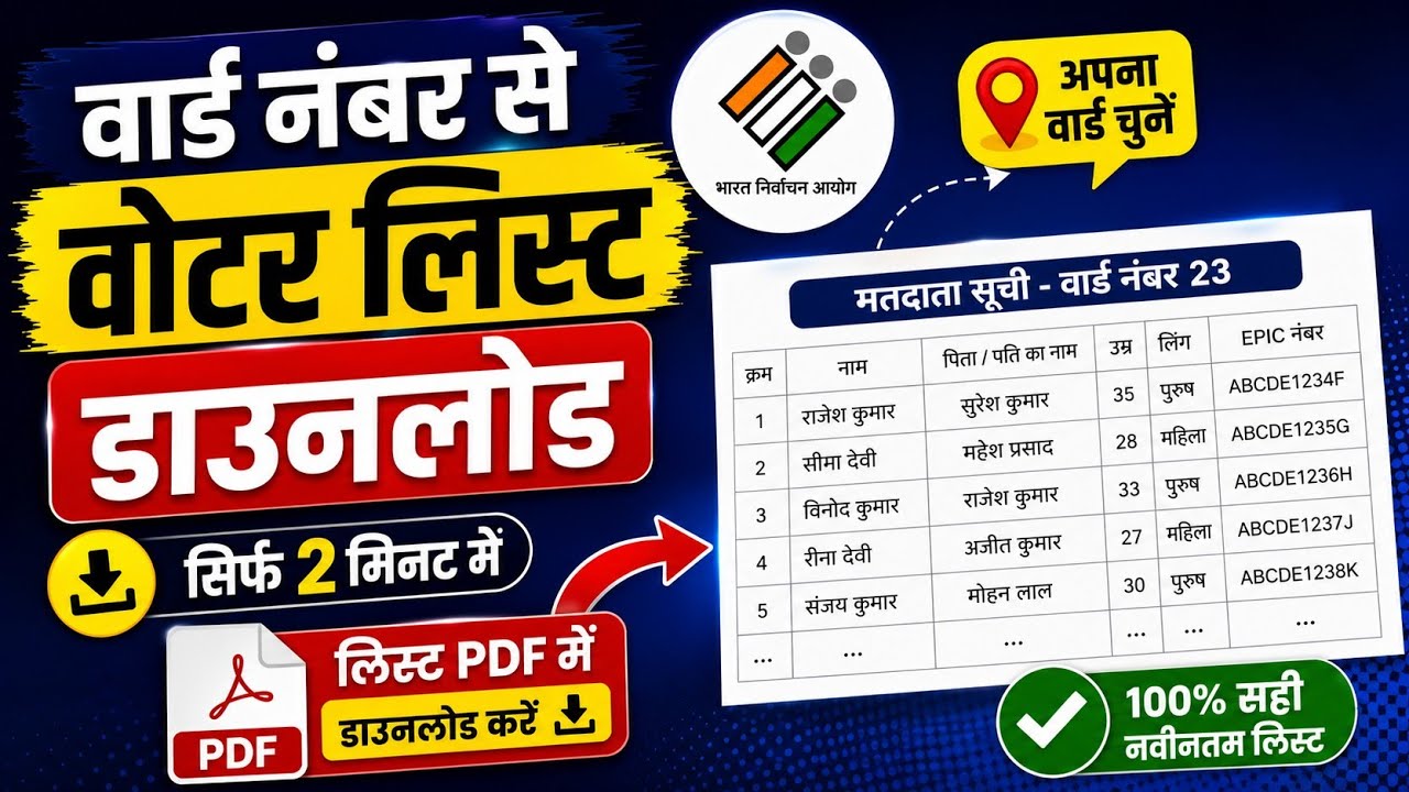 Ward Number Se Voter List Download Kaise Kare 2026 ! Voter List PDF Download By Ward Number