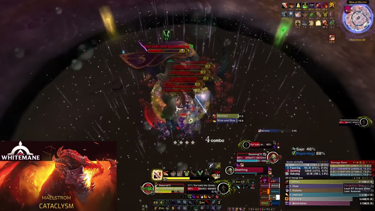 Dragon Soul 10Hc Yor'sahj  Combat Rogue  -  Whitemane Cata 4.3  이터널 길드레이드
