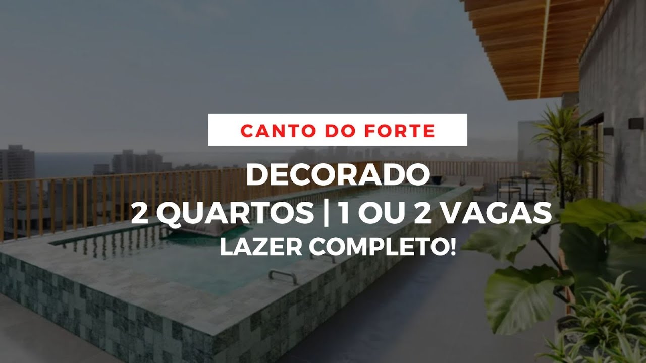 Decorado no Canto do Forte em Praia Grande | 2 Quartos (2 Suítes), 1 ou 2 vagas