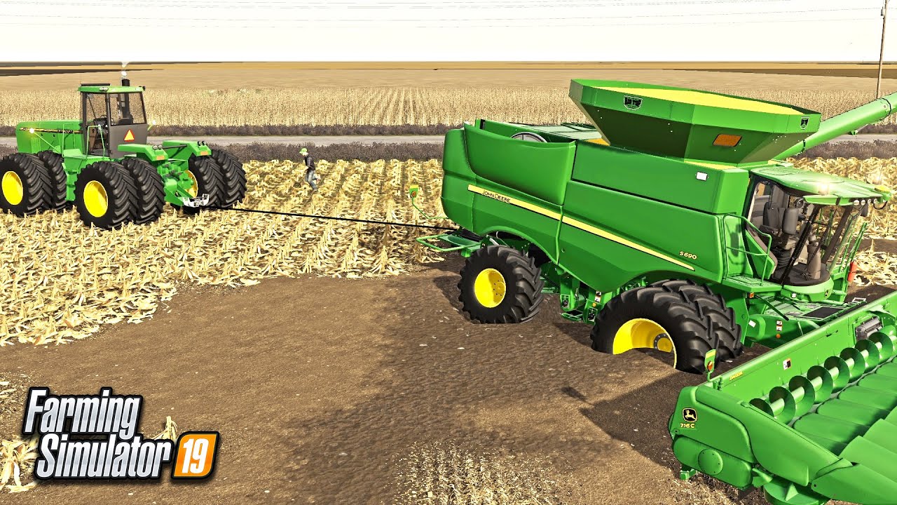 JOHN DEERE COMBINE GETS BURIED IN MUD! (ROLEPLAY) | FARMING SIMULATOR 2019