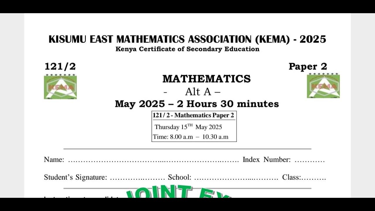 KEMA JOINT 2025, MATHS PAPER 2, SECTION 2