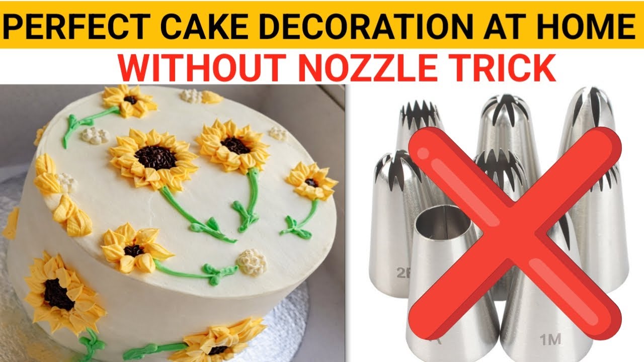 How To Decorate A Sunflower🌻Cake Without Nozzel - Step By Step For Beginners - Cake Decorating Ideas