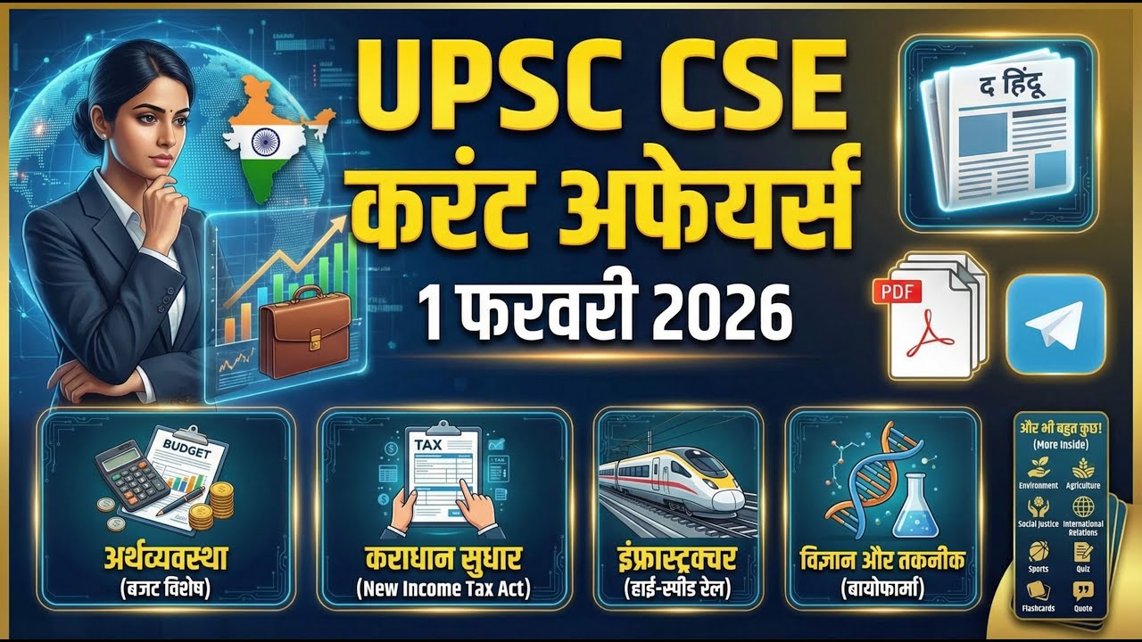 🔴 बजट 2026: 3 कर्तव्य | नया आयकर अधिनियम 2025 💰 | वाराणसी–सिलीगुड़ी हाई-स्पीड रेल 🚅 | CCUS मिशन |