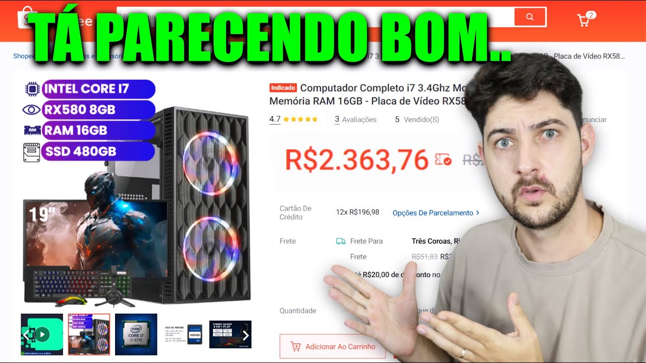 O TAL PC GAMER COMPLETO DA SHOPEE POR 2.400 REAIS, ANALISANDO ANTES DE COMPRAR