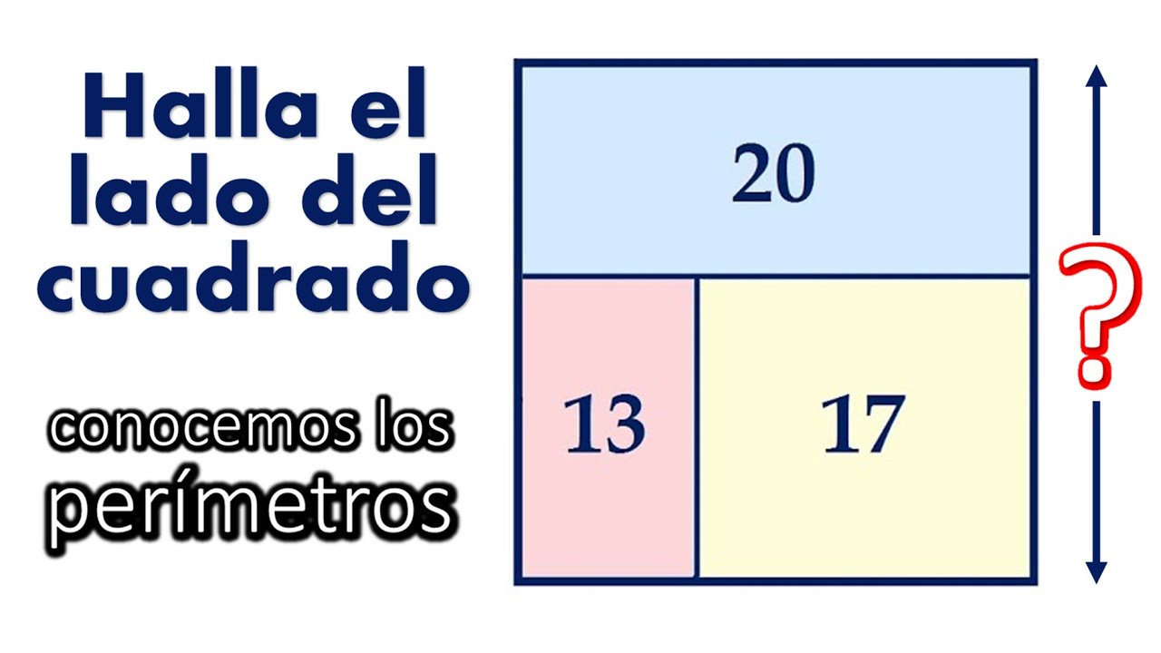 Reto de geometría. Hallar el lado del cuadrado conociendo perímetros