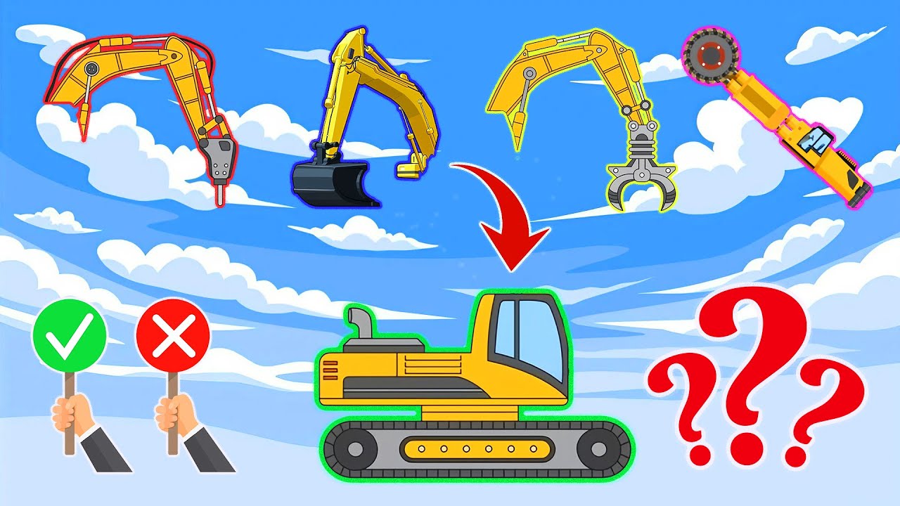 Which Is The Correct Excavator Arm? 🏗️🔍 Fun Vehicle Puzzle Challenge | Vehicles Animation