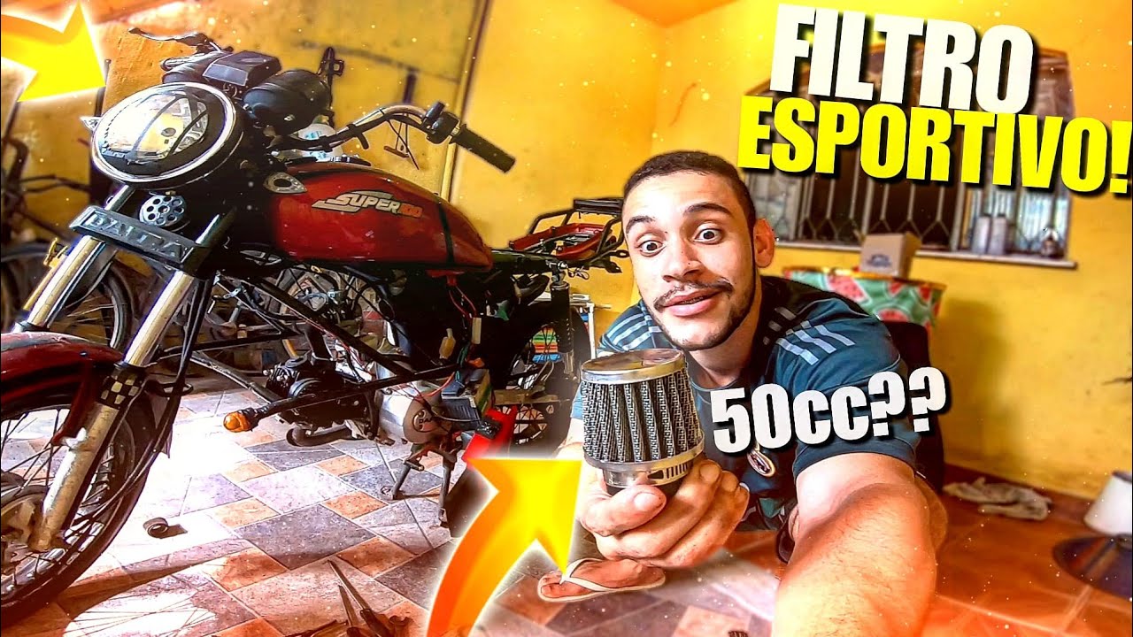 FILTRO ESPORTIVO NA SUPER 50CC CIQUENTINHA!!! DEU CERTO?!