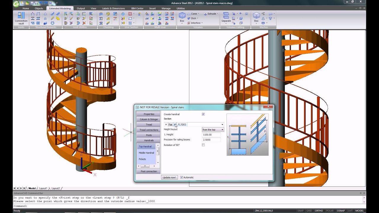 NEW -- Advance Steel 2012 -- Spiral stairs macro enhancements