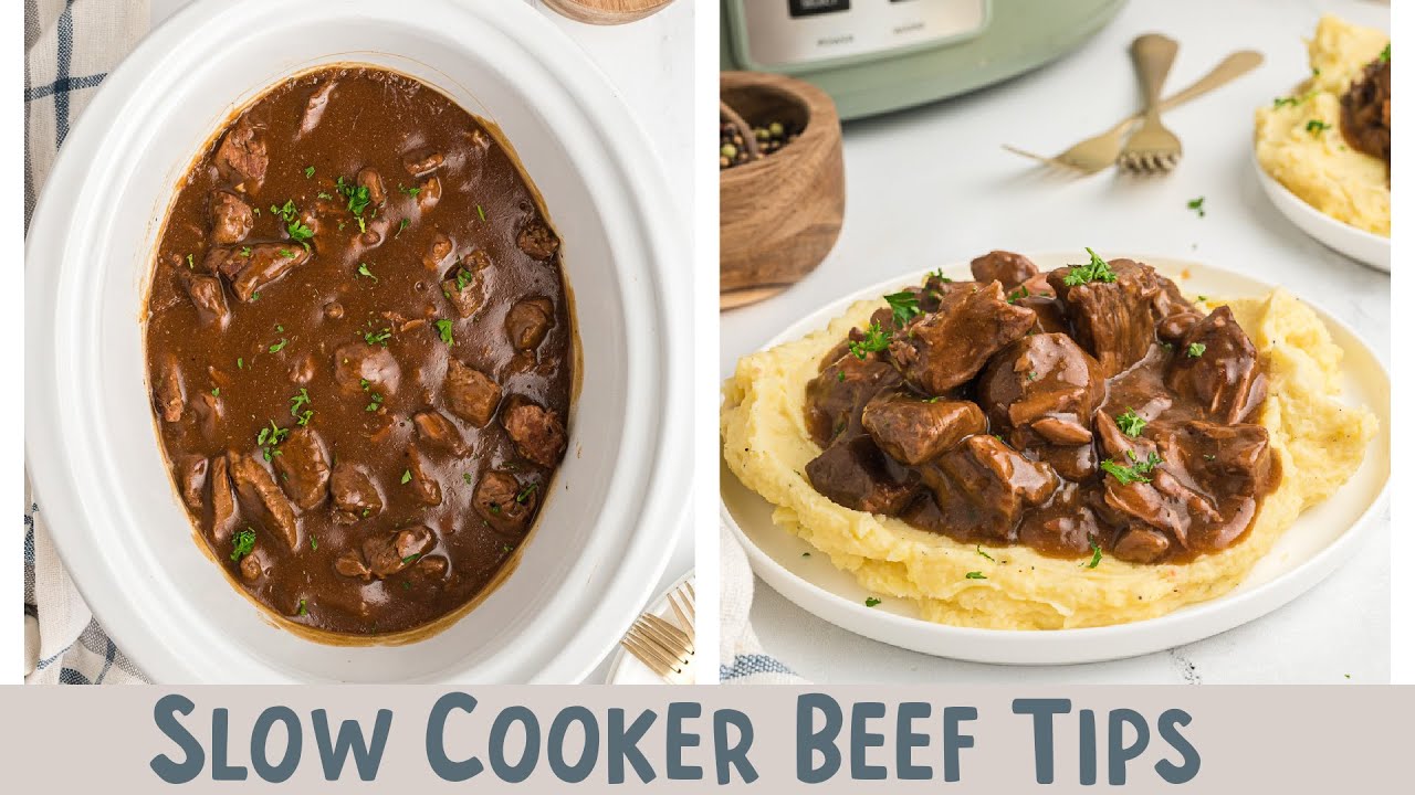 🔥 Classic Comfort Food: Slow Cooker Beef Tips! 🥩