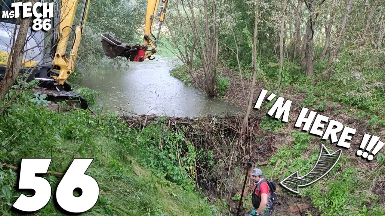 Removing A Great Beaver Dam During A Storm - Two Beaver Dams Removal With Excavator No.56