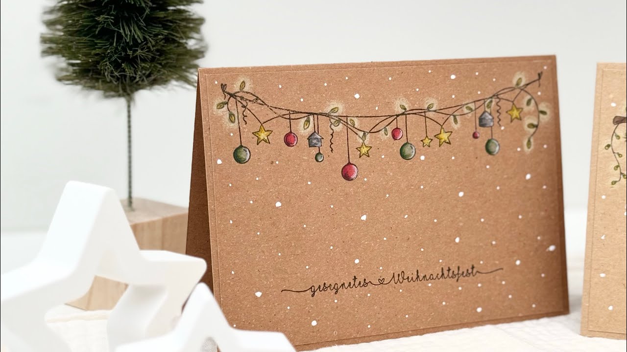 Bordüren Häuschen I Weihnachtskarte kolorieren