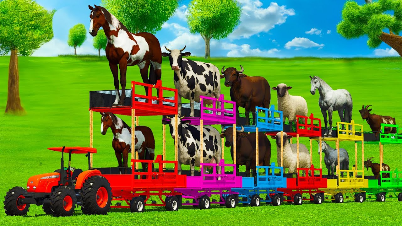 BUFFALO, SHEEPS, HORSES, COWS & GOATS TRANSPORT WITH TRACTORS - FS25