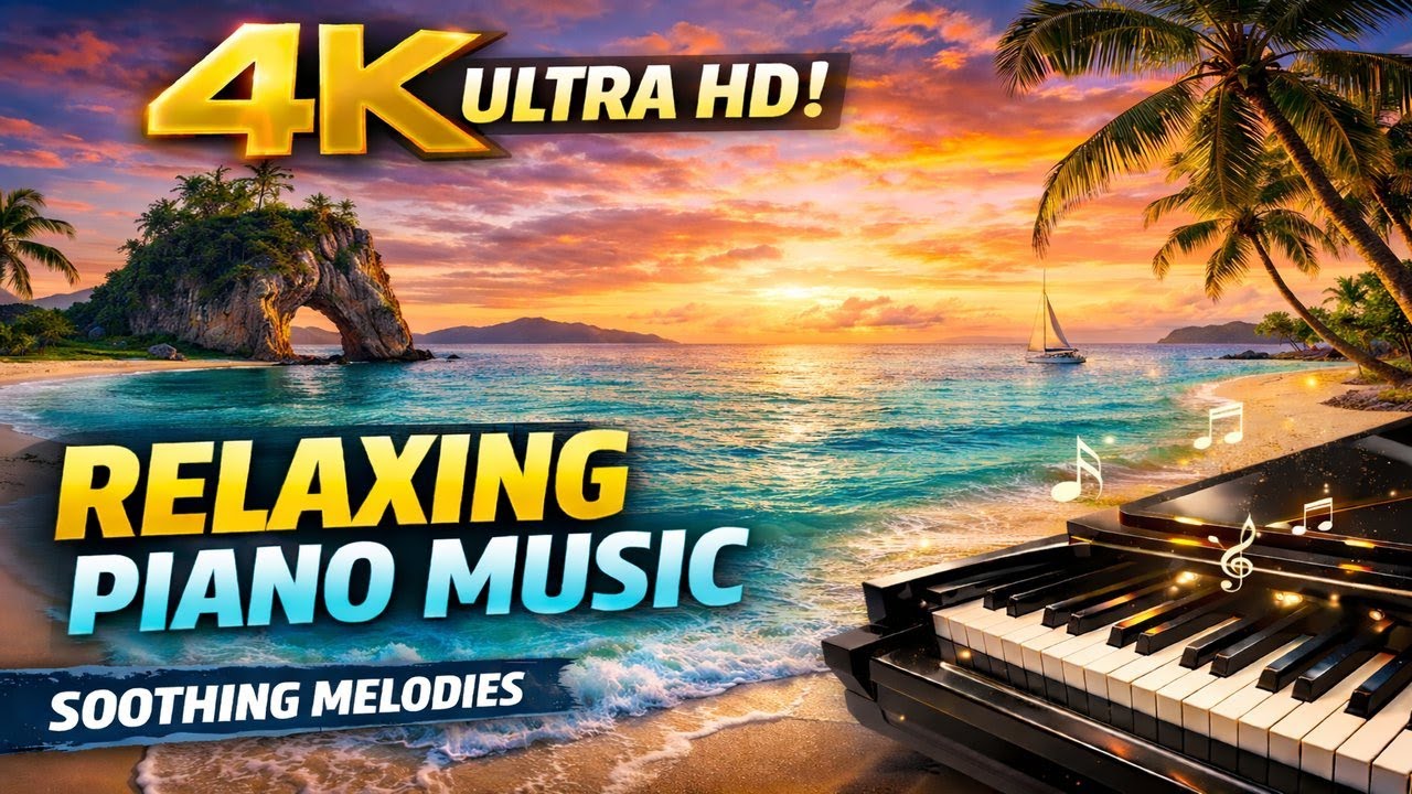 4K Ocean Landscapes 🌊 Relaxing  Piano Music