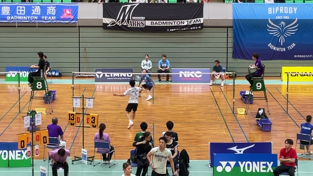 男子シングルスJR北海道加藤太基vs東京沖本優大さん　第67回全日本社会人バドミントン選手権大会