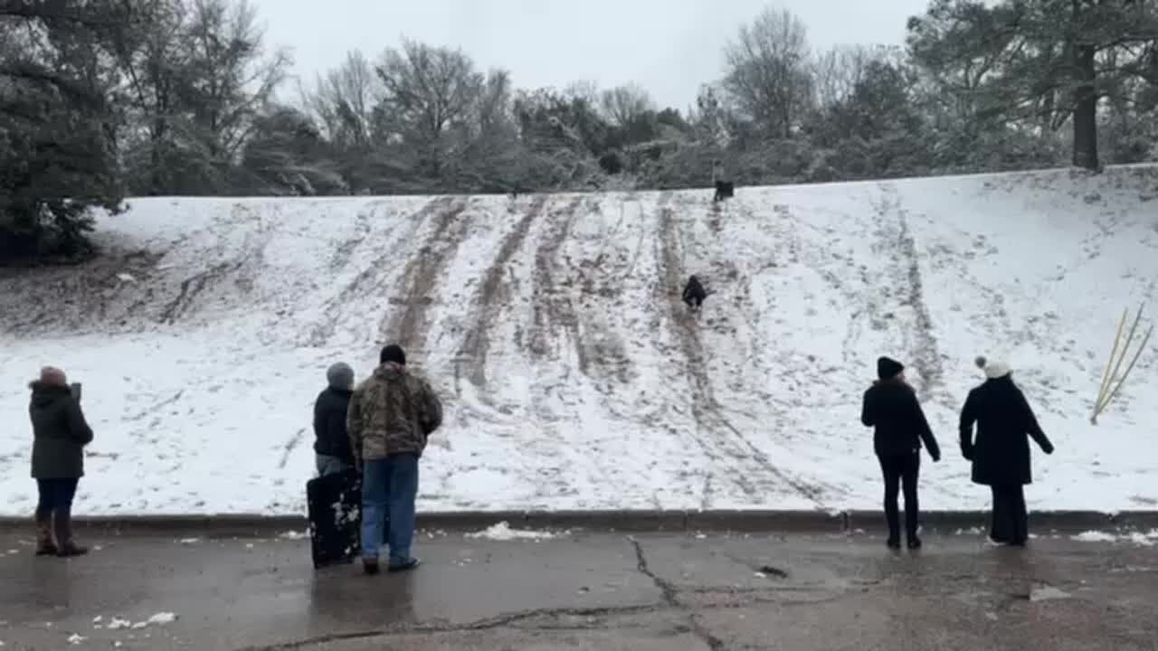 Sledders find a way to enjoy the snow in North Augusta