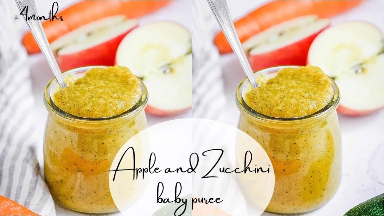 How to make apple and zucchini baby pur&eacute;e at home | how to introduce food to baby #babyfoodrecipes4m