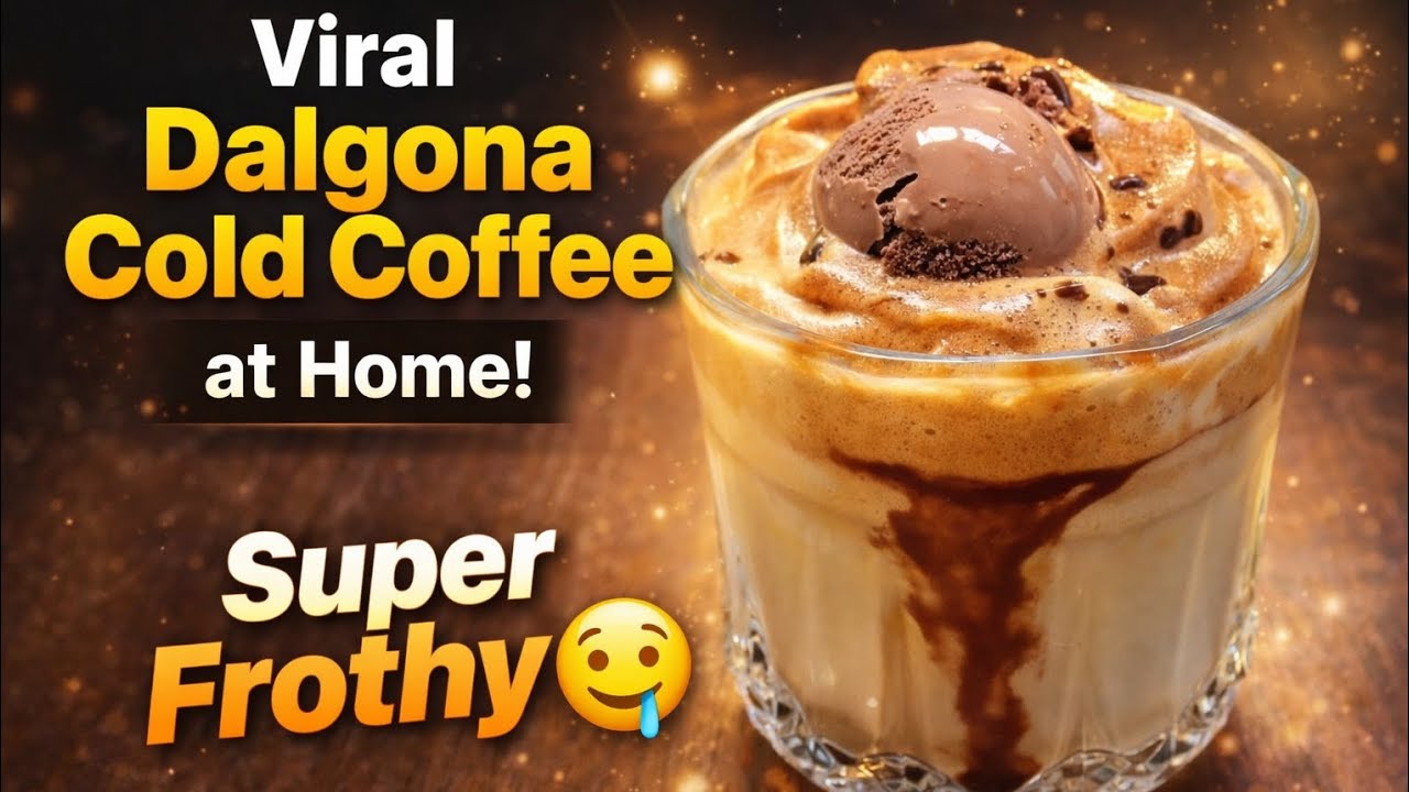 “Viral Dalgona Cold Coffee at Home!”Super Frothy @Cook with FoodTube