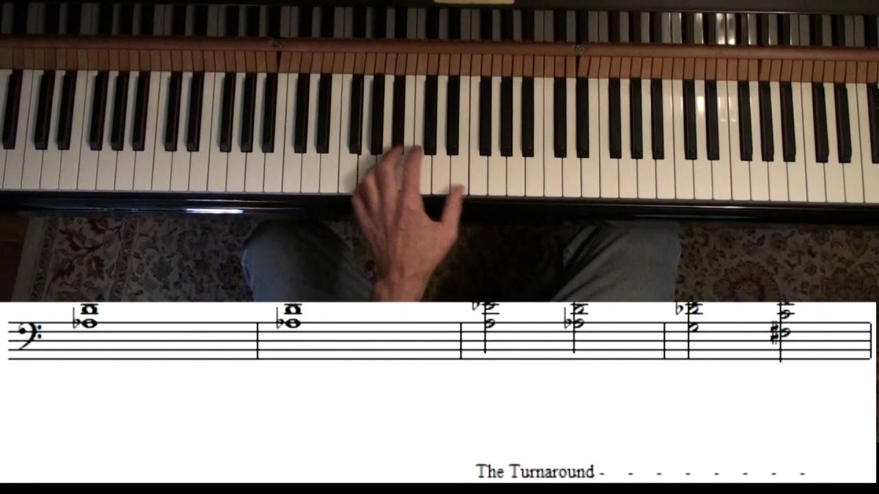 Basic Blues in F - jazz style for piano using rootless voicings