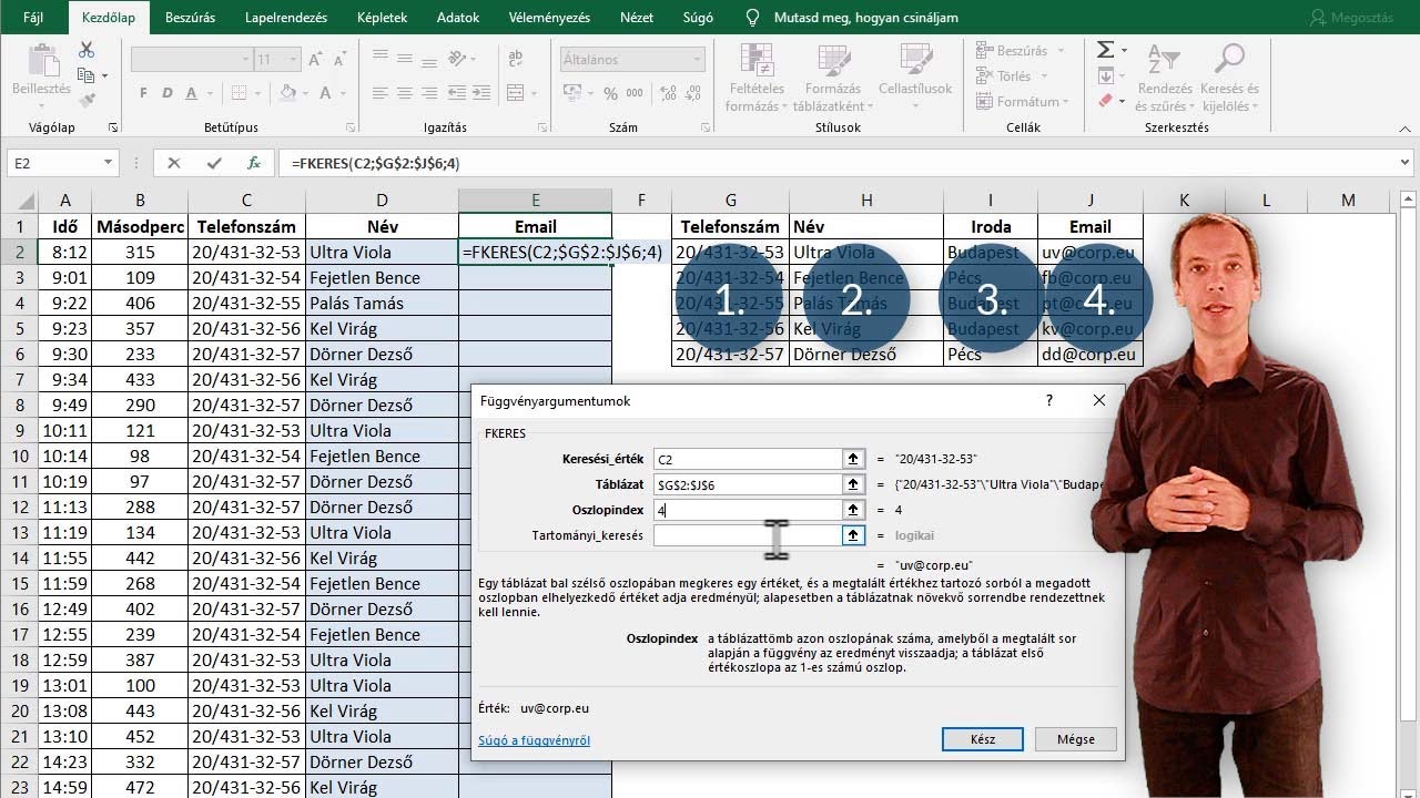 FKERES / VLOOKUP függvény - Excel