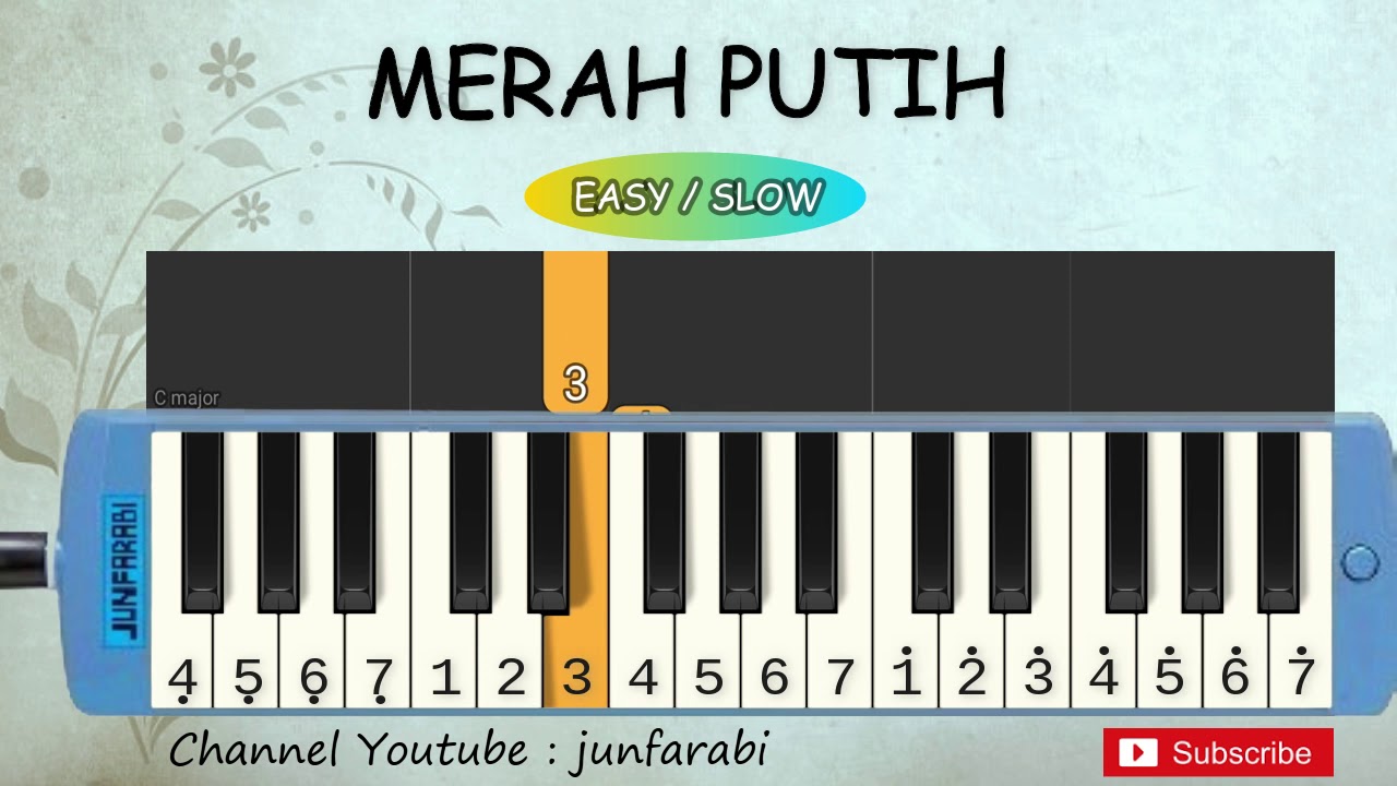 not pianika merah putih - latihan pianika lambat