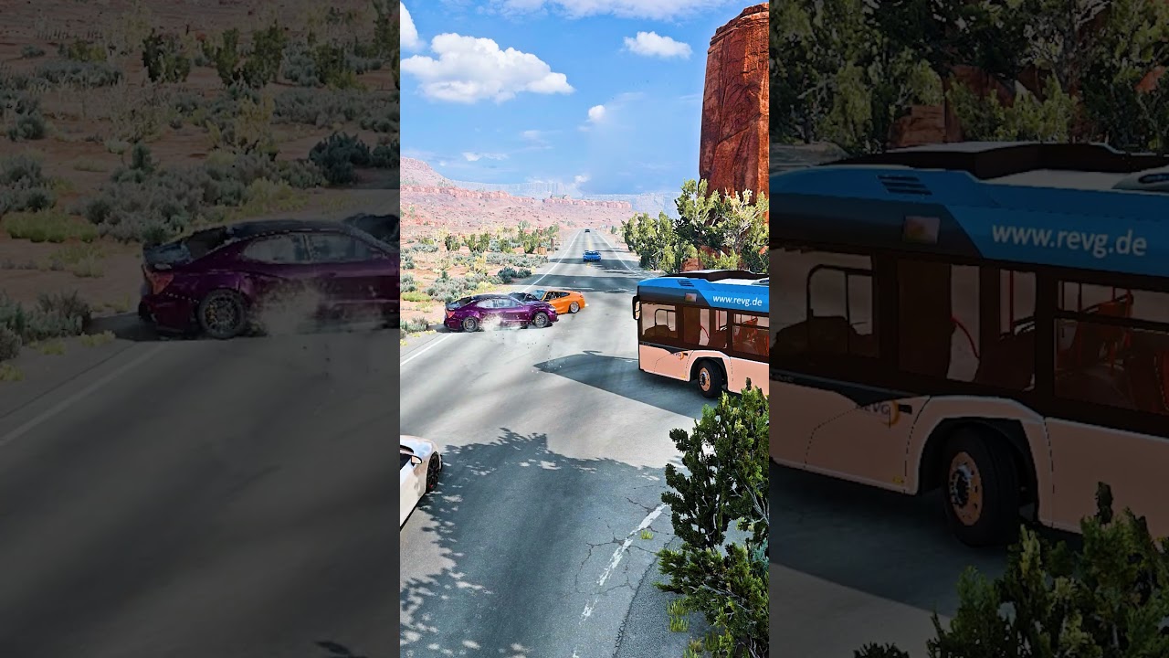 Realistic Highway Car Crashes #60