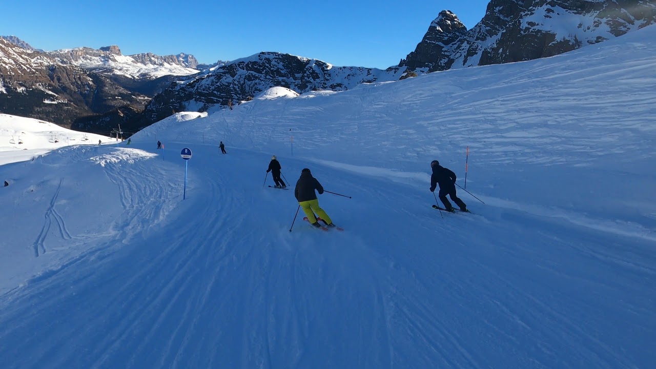 Giacomo Garini skiing in Porta Vescovo, Arabba Dolomites, Italy