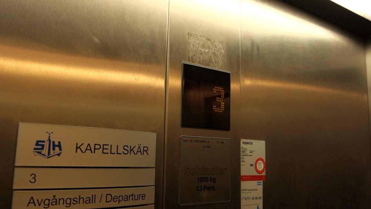 2003 Schindler EuroLift MRL Traction Elevator @ Kapellskär Ferry Terminal, Gräddö, Sweden.