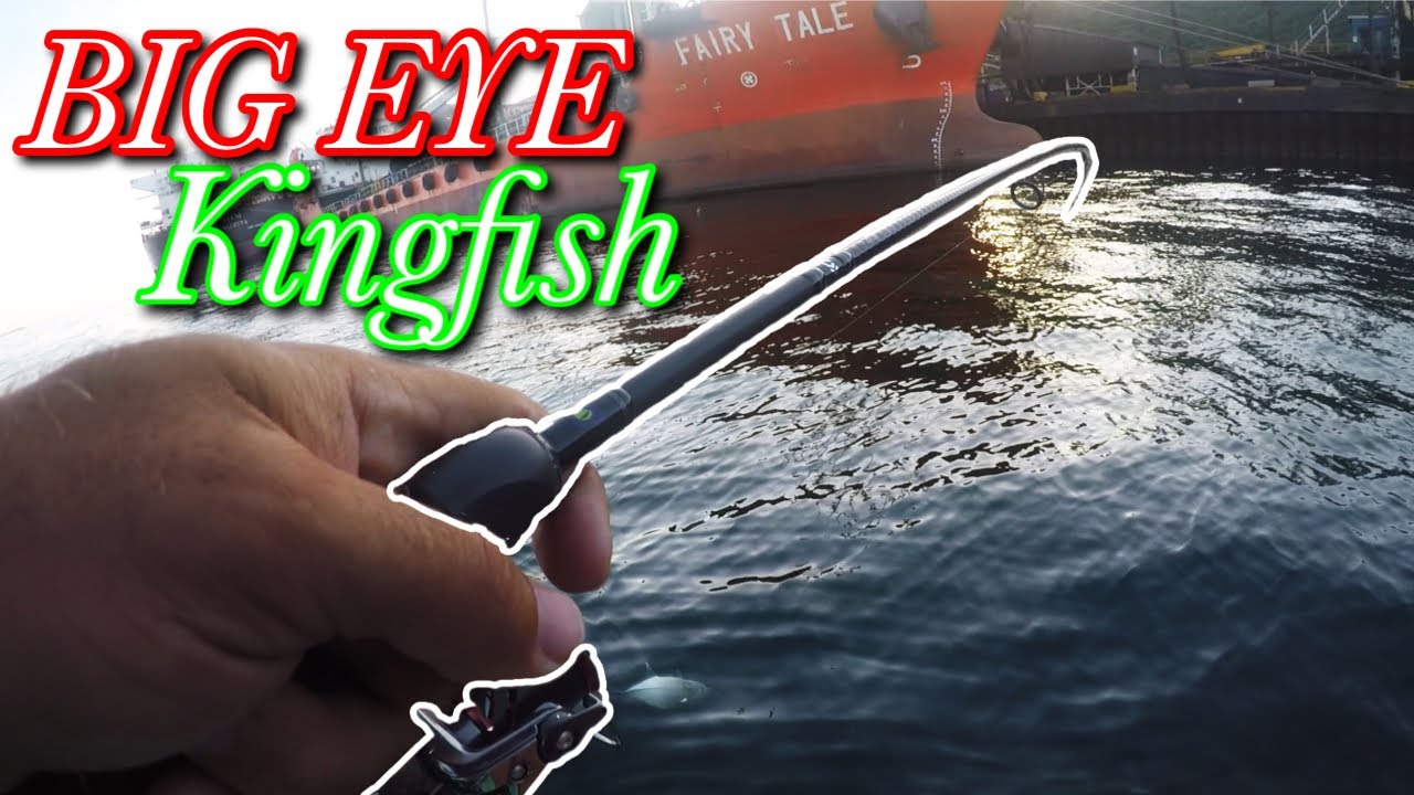 Fishing Durban Harbour - Catching The Strong Big Eye Kingfish and Threadfin Kingfish. South Africa.