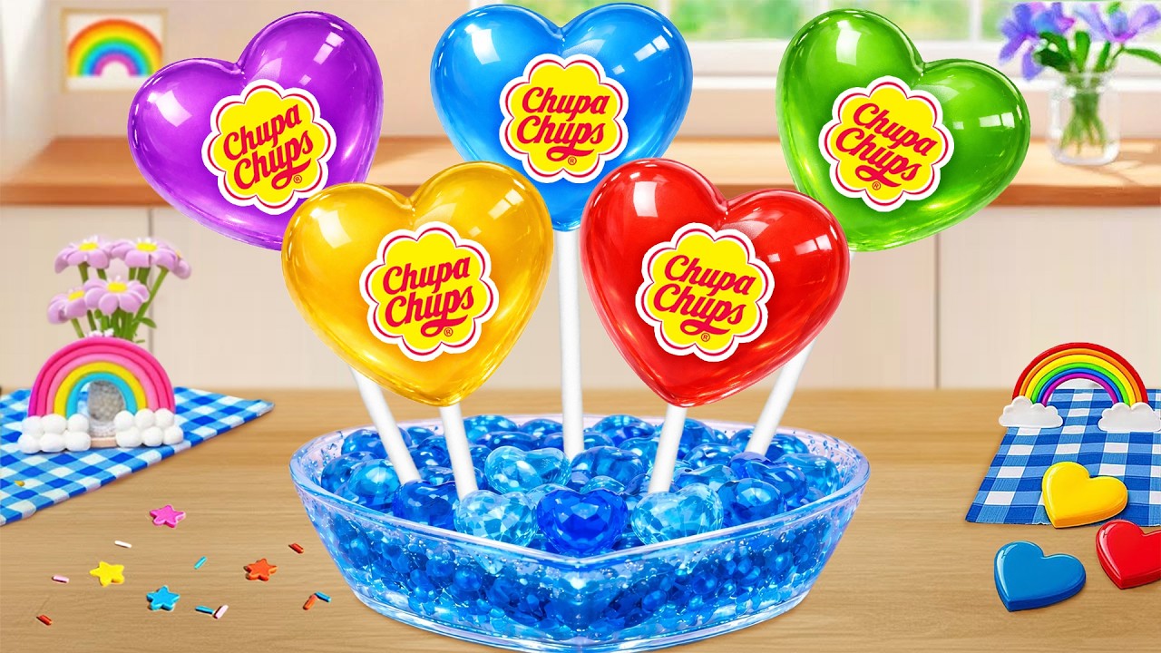 How To Make Heart Shaped Lollipop Jelly 💛 Mini Rainbow Jelly Recipe 😯 Luna Little Cake