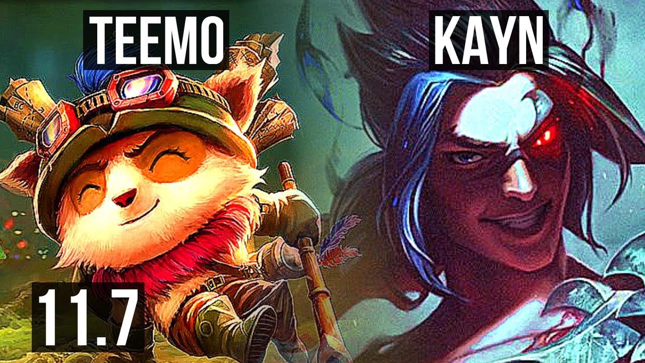 TEEMO vs KAYN (TOP) | Rank 2 Teemo, 2.4M mastery, 900+ games, Legendary | BR Challenger | v11.7