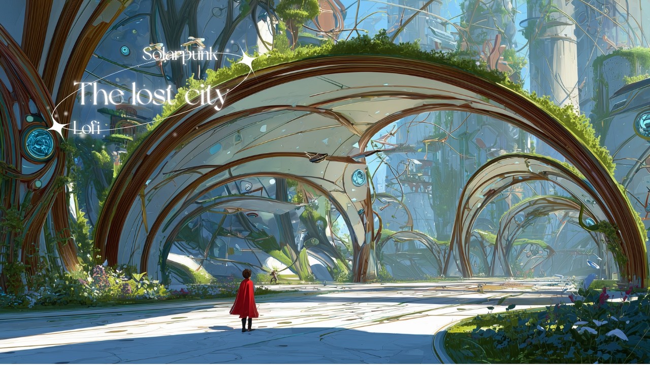 The Lost City | Solarpunk Lofi Music | Beats For Focusing & Chilling 🌿✨#solarpunk #music #lofi