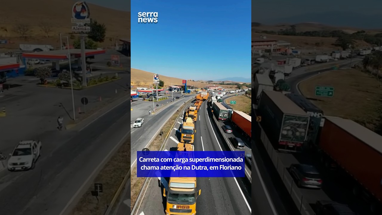 Carreta com carga superdimensionada chama aten&ccedil;&atilde;o na Dutra, em Floriano
