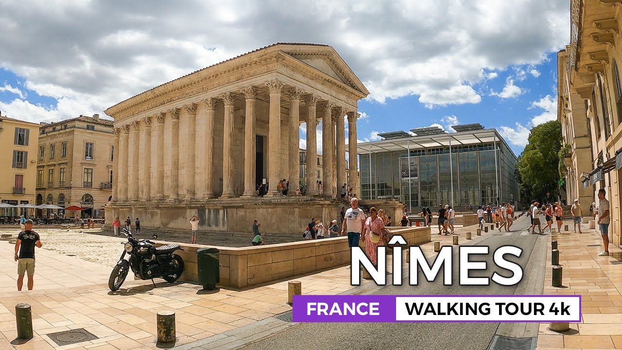 N&icirc;mes, France - Roman and Mediterranean City | Walking Tour 4K