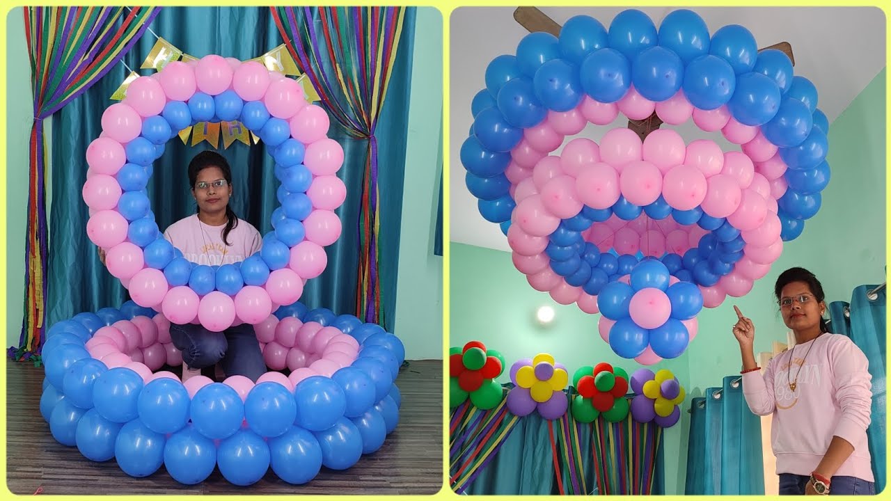 Video no. 27: Two layer balloon jhoomar with a centerpiece | easy decoration ideas at home