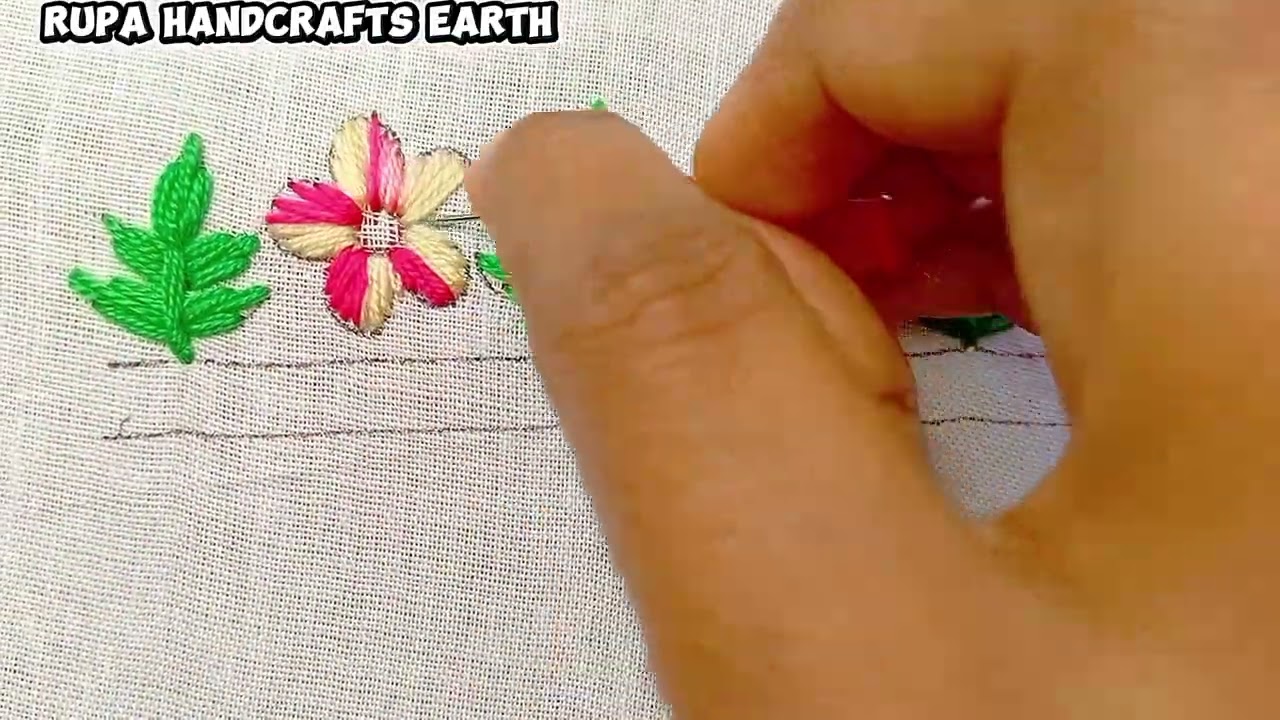 Gorgeous flower embroidery & leaf design 