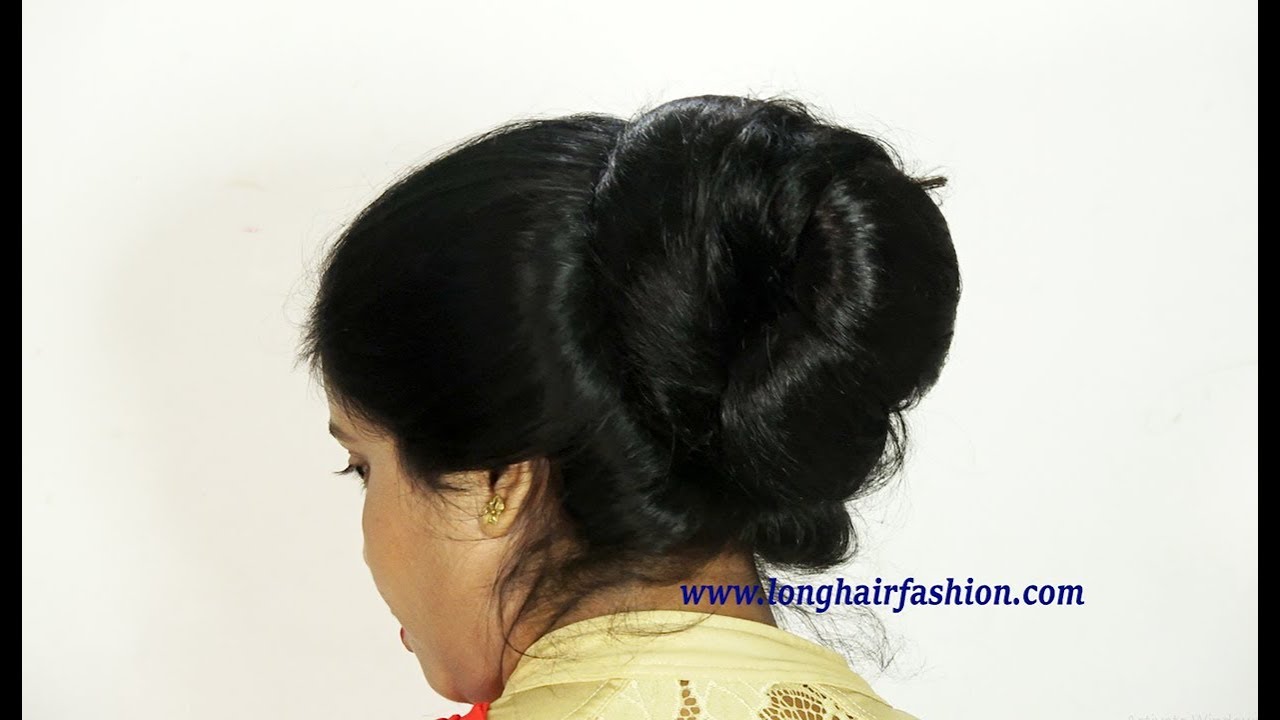 Indian Rapunzel Silky Shiny Big Bun Making & Attractive Bun Drop