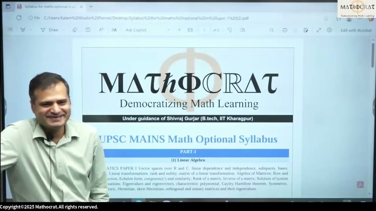 Foundation Course (FD6) Mathematics Optional UPSC CSE 2026| Orientation Class |MATHOCRAT