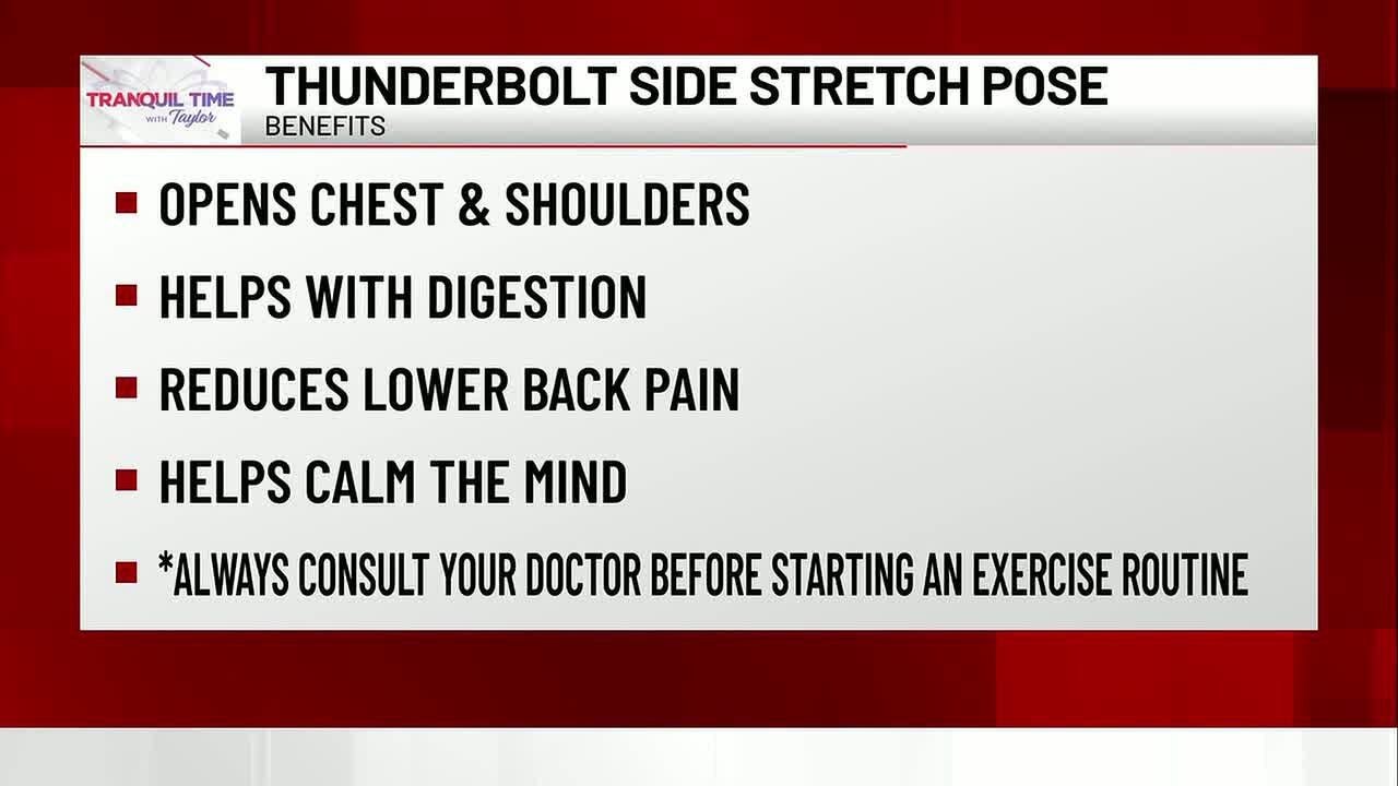 Tranquil Time with Taylor: Thunderbolt Side Stretch pose