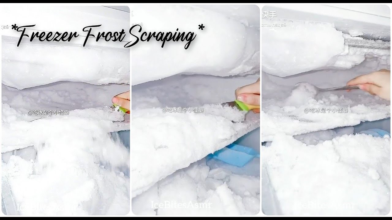[ASMR] 🤗😋 HER RED FREEZER *FULL OF FROST* SCRAPING W/ KNIFE/SPOON & FROST ICE EATING SO AWESOME ❄